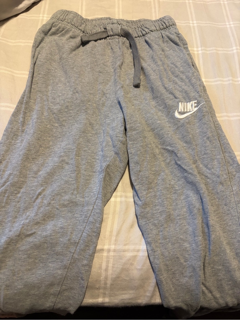 Nike Kids Gray Athletic Joggers with White Logo